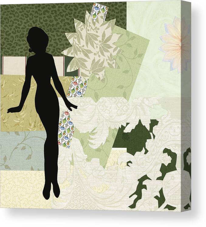 Little Girls Room Canvas Print featuring the mixed media Green Paper Doll by Katia Von Kral