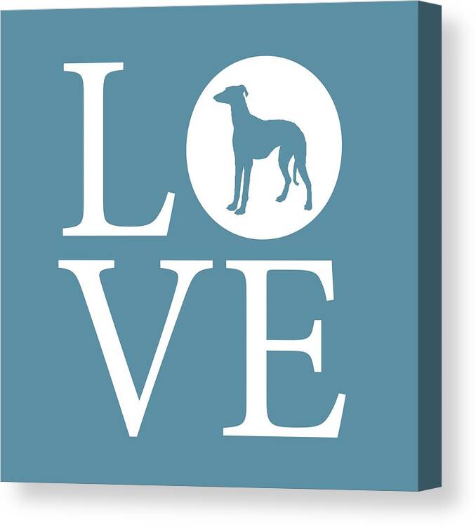 English Greyhound Canvas Print featuring the digital art Greyhound Love by Nancy Ingersoll