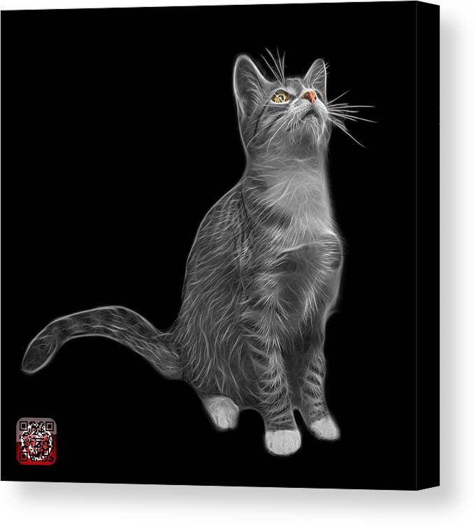 Cat Canvas Print featuring the painting Greyscale Cat Art - 3771 BB by James Ahn