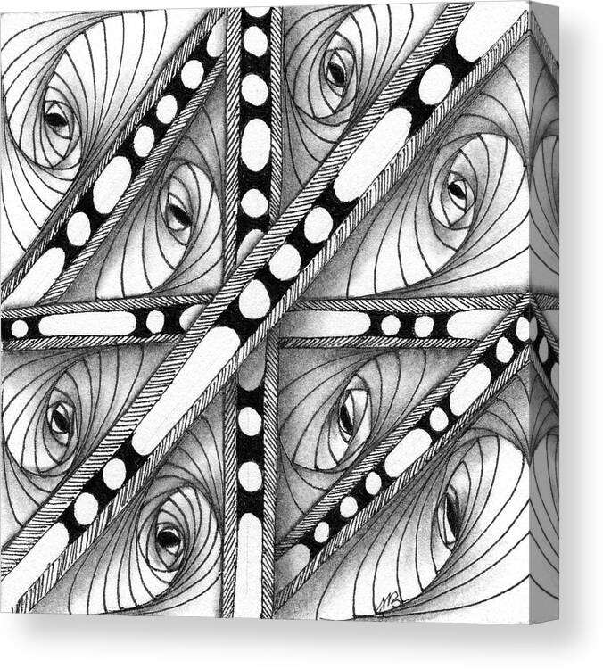 Zentangle Canvas Print featuring the drawing Gridlock by Jan Steinle