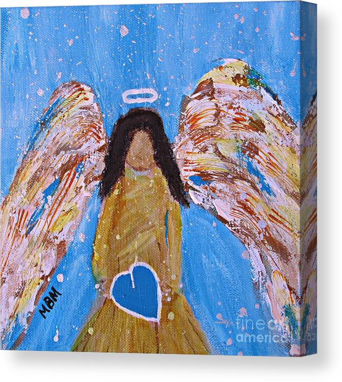 Angel Canvas Print featuring the painting Guardian Angel by Mary Mirabal