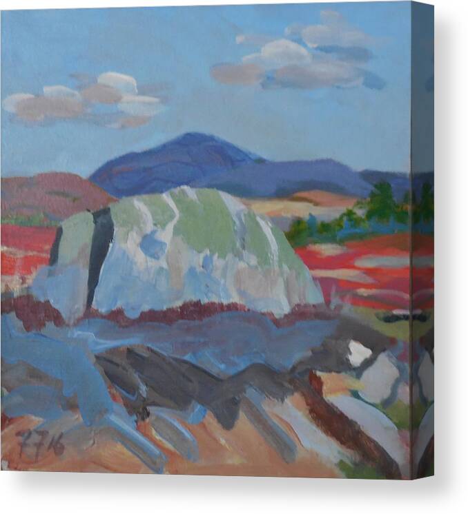 Landscape Canvas Print featuring the painting Guardian Rock by Francine Frank