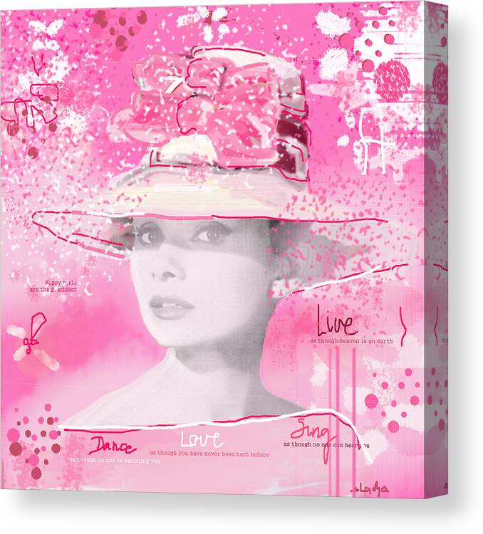 Audrey Hepburn Canvas Print featuring the digital art Happy Girl by Sladjana Lazarevic