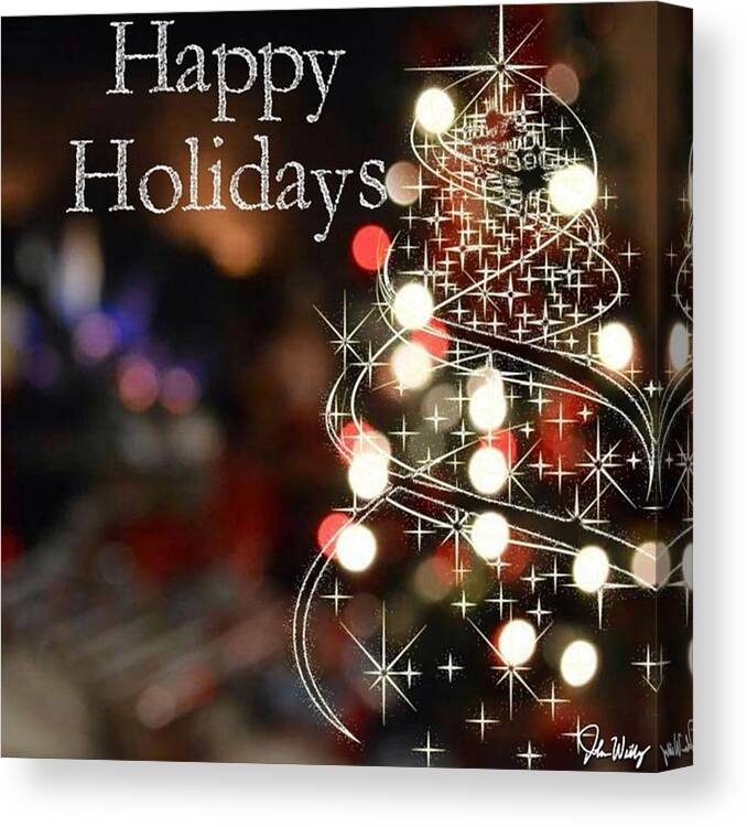  Canvas Print featuring the photograph Happy Holidays!! Keeping Warm By The by John Williams