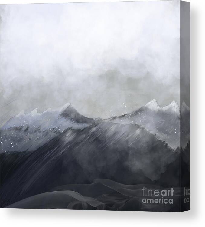 Mountains Canvas Print featuring the painting Happy In The Mountains by Bri Buckley