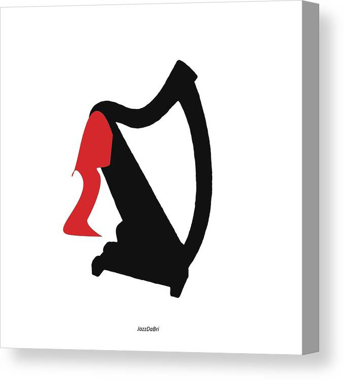 Harp Instructor Canvas Print featuring the digital art Harp in Red by David Bridburg