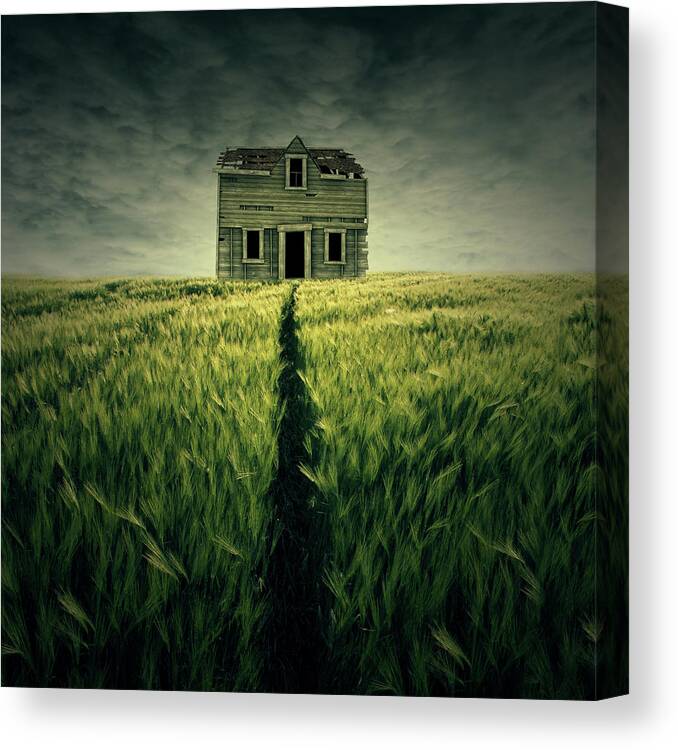 Cloud Canvas Print featuring the digital art Haunted House by Zoltan Toth