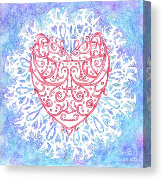 Lise Winne Canvas Print featuring the painting Heart in a Snowflake II by Lise Winne
