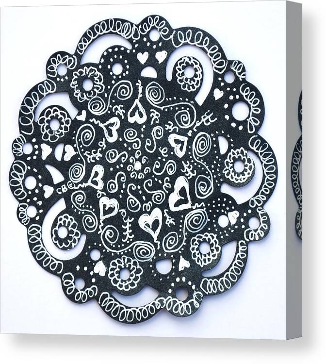 Zentangle Canvas Print featuring the drawing Hearty by Carole Brecht