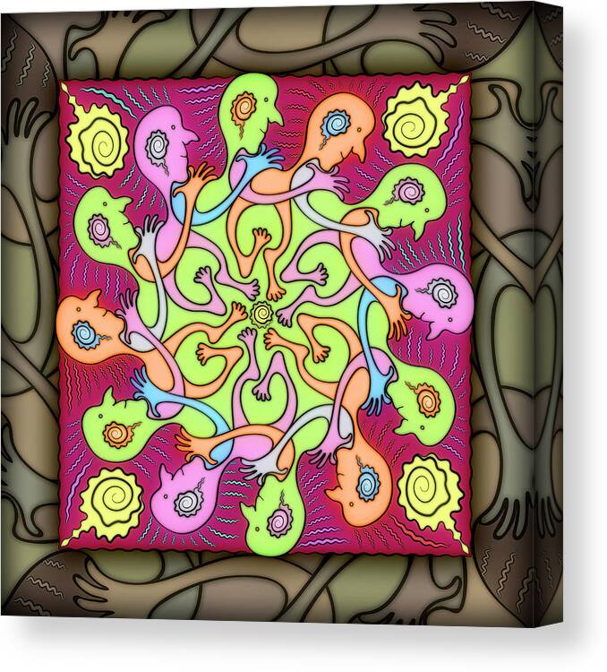 Whimsical Mandalas Canvas Print featuring the digital art Heel-Toe Express by Becky Titus