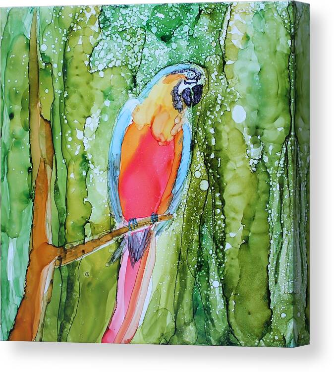 Parrot Canvas Print featuring the painting Hello Hello by Ruth Kamenev