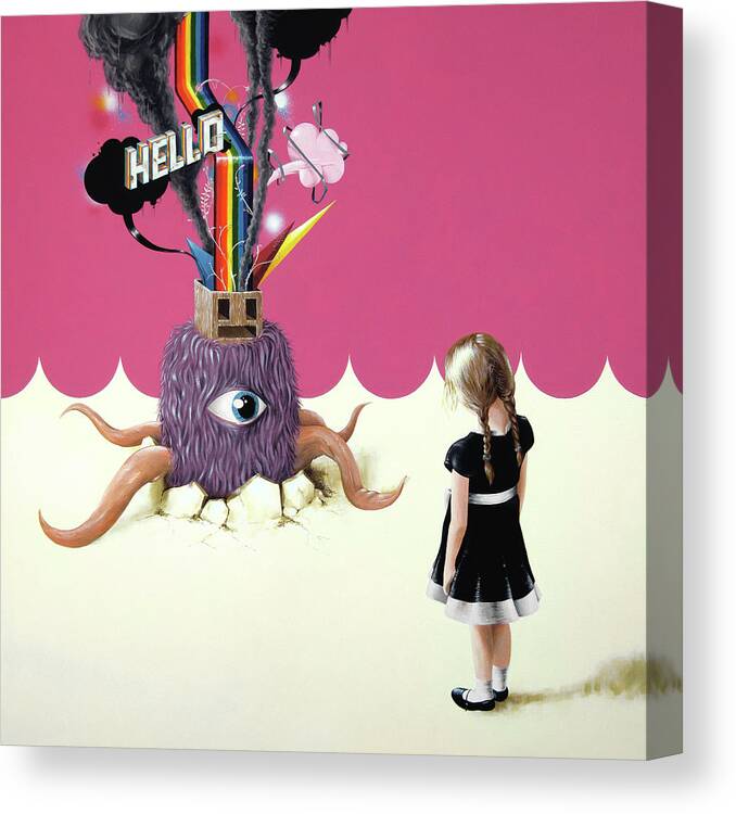 Hello Canvas Print featuring the painting Hello Ruby by Famous When Dead 