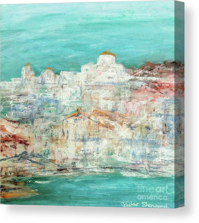 Painting Canvas Print featuring the painting Highlights on Skiathos by Jackie Sherwood