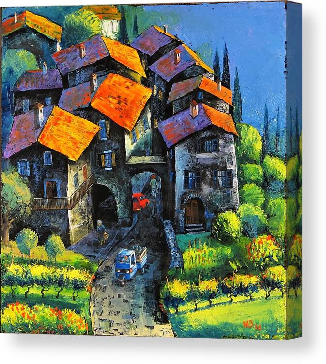 Italy Canvas Print featuring the painting Hilltop Willage by Mikhail Zarovny