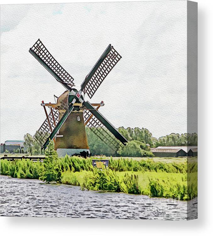 Windmill Canvas Print featuring the photograph Holland - Historic Windmill by Gabriele Pomykaj