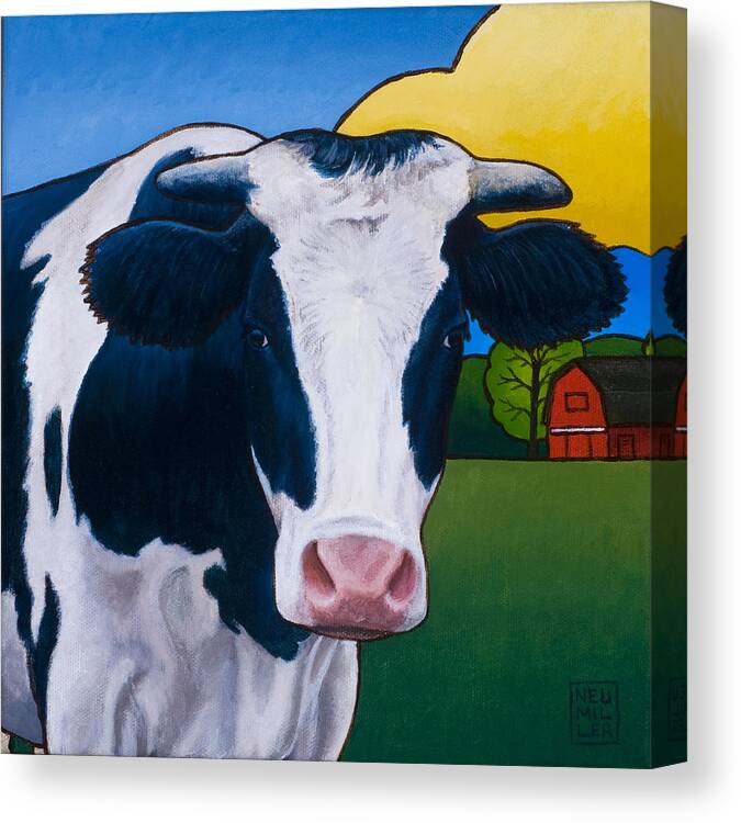 Cow Canvas Print featuring the painting Homer by Stacey Neumiller