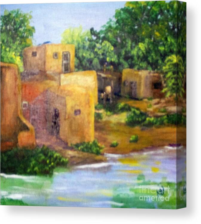 Pueblo Canvas Print featuring the painting Hometown by Saundra Johnson