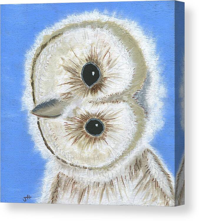 Baby Barn Owl Canvas Print featuring the painting Hoo Me by Jaime Haney