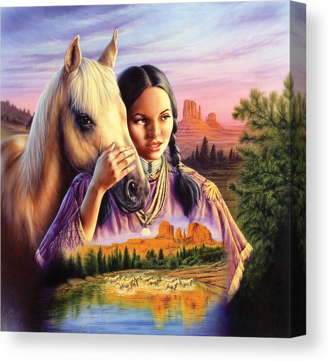 Andrew Farley Canvas Print featuring the photograph Horse Maiden by MGL Meiklejohn Graphics Licensing