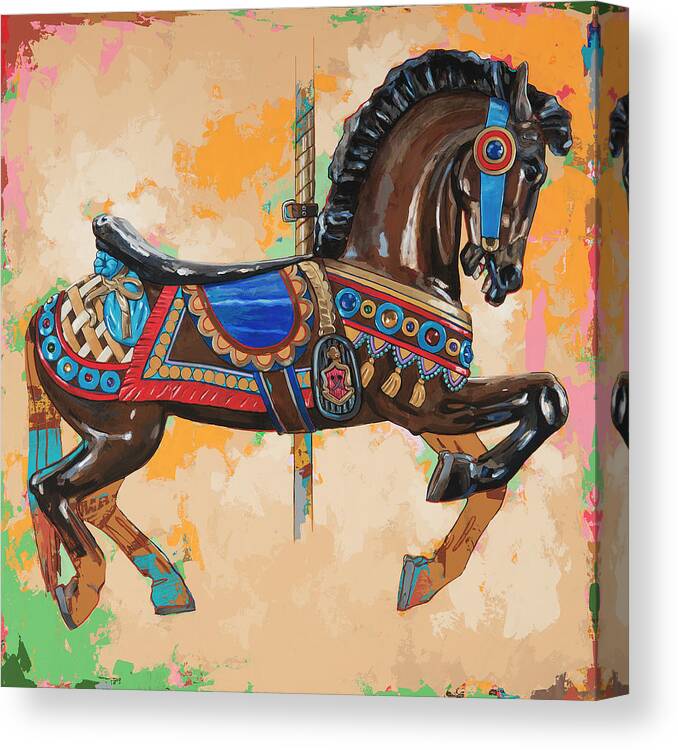 Carousel. Carousels Canvas Print featuring the painting Horses #3 by David Palmer