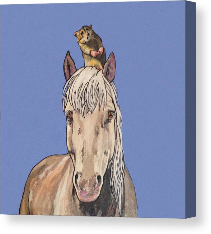 Horse And Woodmouse Canvas Print featuring the painting Hortense the Horse by Sharon Cromwell