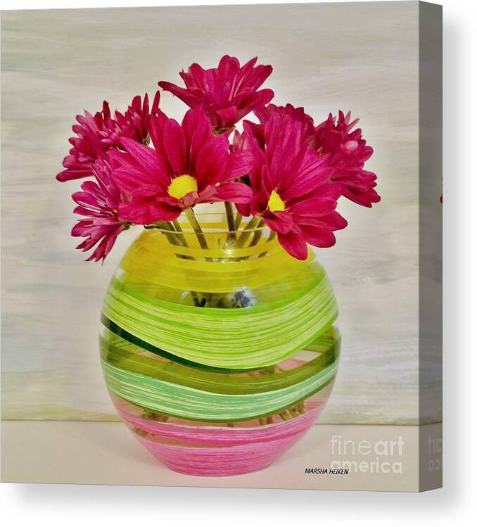 Photo Canvas Print featuring the photograph Hot Pink Daisies by Marsha Heiken