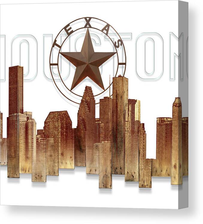 Houston Texas Skyline Artwork By Doug Kreuger Canvas Print featuring the painting Houston Texas Skyline by Doug Kreuger