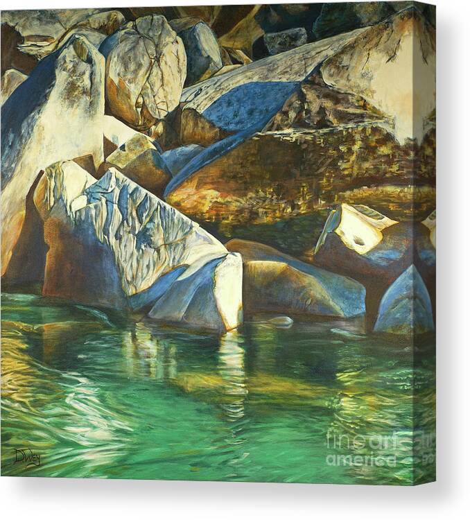 Yuba River Canvas Print featuring the painting Hoyt's Crossing III by Denise Wey