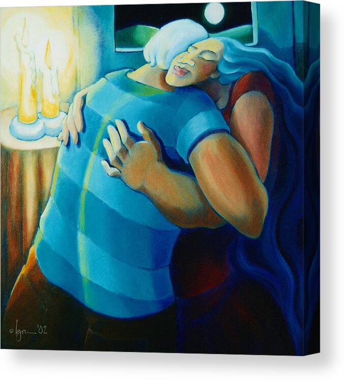 Dreams Canvas Print featuring the painting Hug and A Half by Angela Treat Lyon