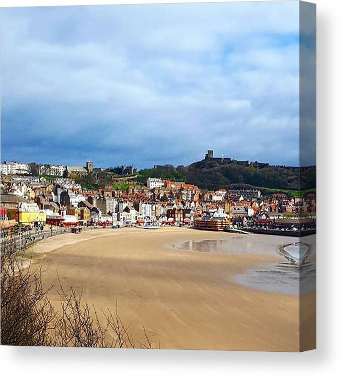 Seaside Canvas Print featuring the photograph Huge Beach, Cute Town And A Castle by Dante Harker