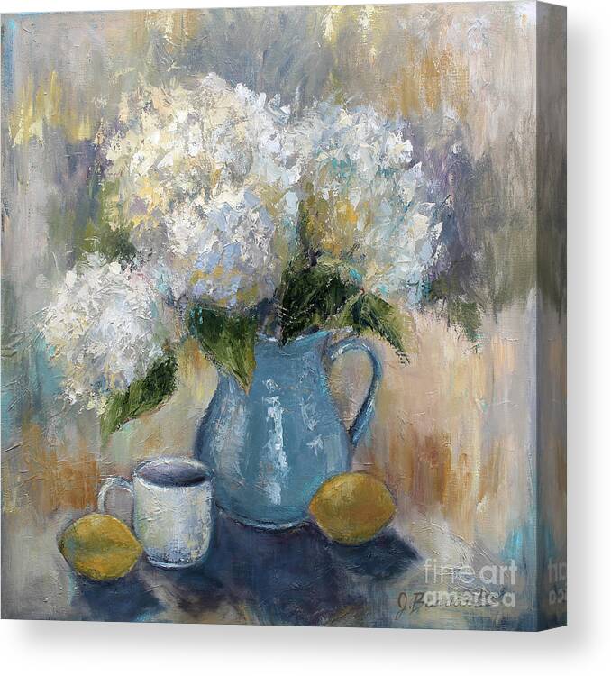 Flower Painting Canvas Print featuring the painting Hydrangea Morning by Jennifer Beaudet