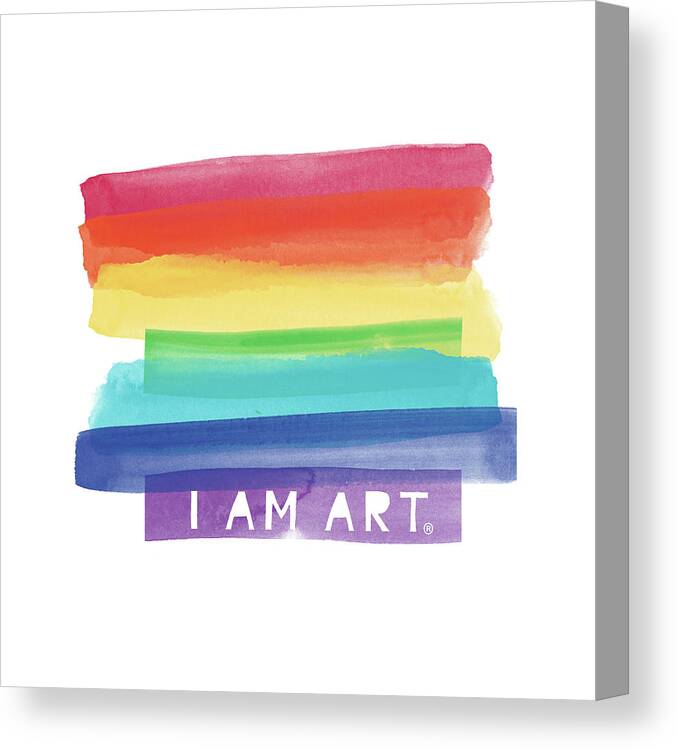 Rainbow Canvas Print featuring the painting I AM ART Rainbow Stripe- Art by Linda Woods by Linda Woods