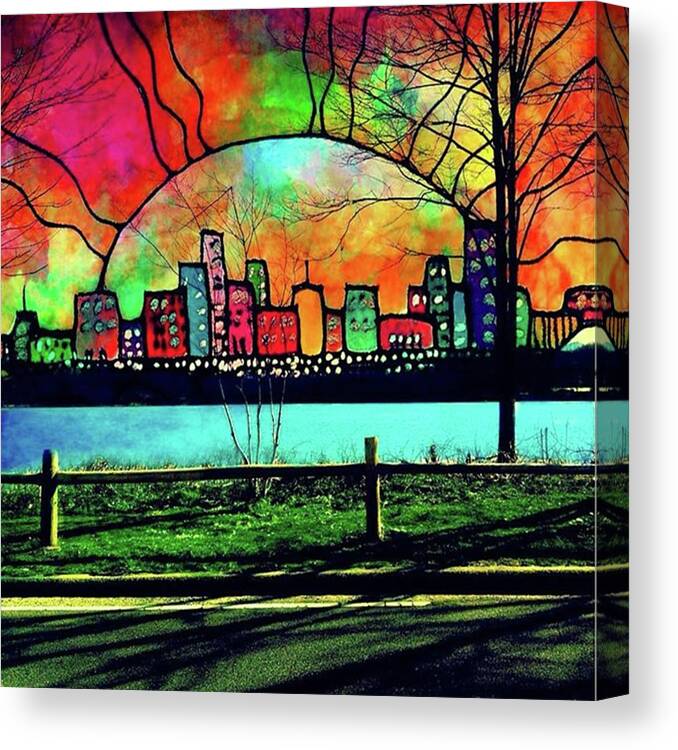 Watercolor Canvas Print featuring the photograph I Love Mixing A Photo With An Art by Robin Mead