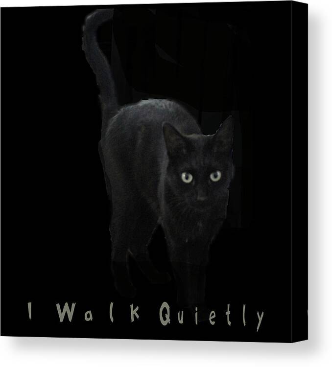 Blackcat Canvas Print featuring the digital art I Walk Quietly by April Burton