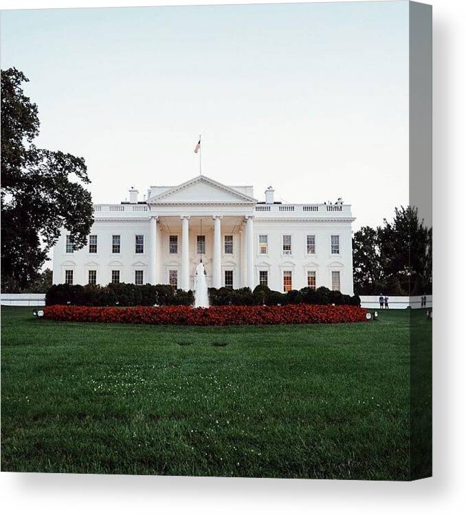 White House Canvas Print featuring the photograph the White House at sunset by Connor Goad