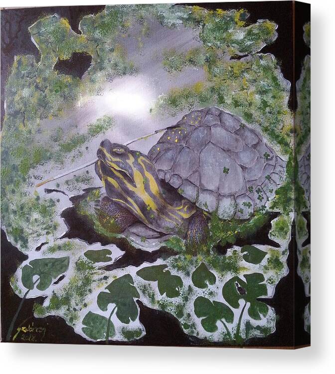 Reptile Canvas Print featuring the painting Paint yourself by Judit Szalanczi