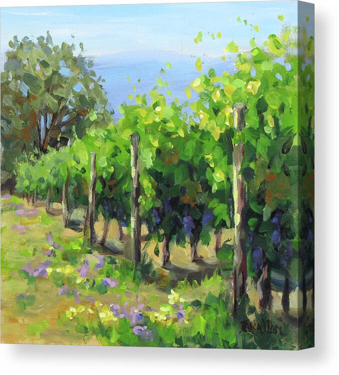 Vineyard Canvas Print featuring the painting In the Vineyard by Karen Ilari