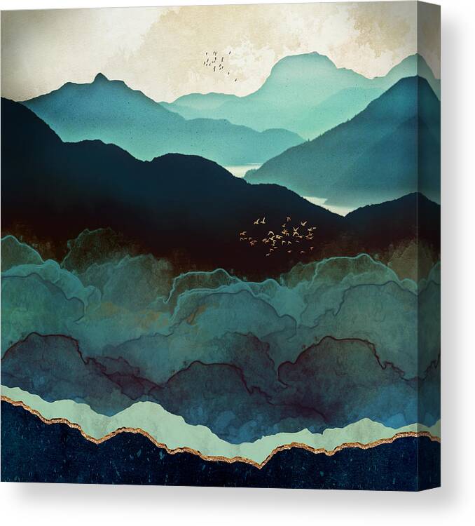 Indigo Canvas Print featuring the digital art Indigo Mountains by Spacefrog Designs