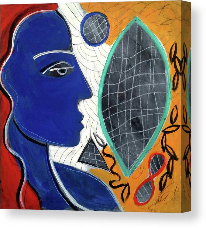 Female. Canvas Print featuring the painting Infinity Blue Woman by Robert R Splashy Art Abstract Paintings