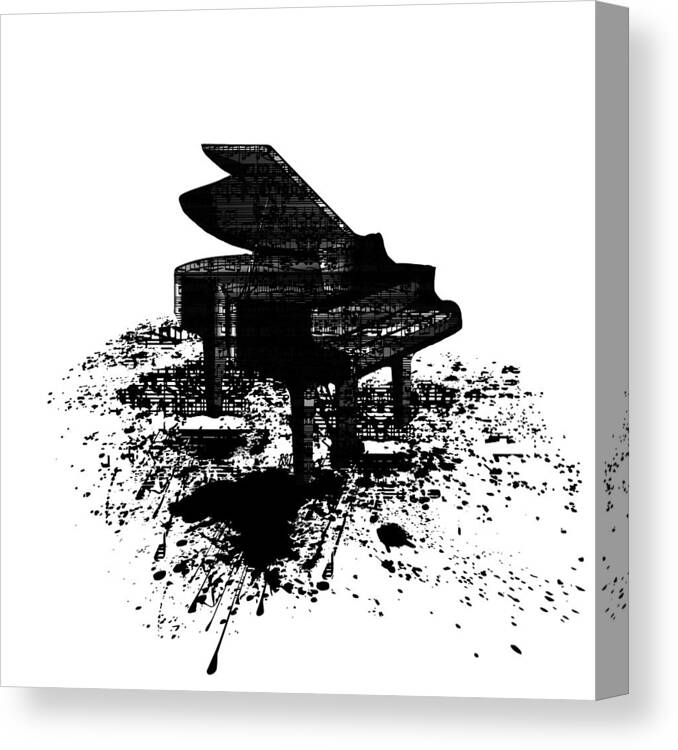 Ink Canvas Print featuring the digital art Inked Piano by Barbara St Jean