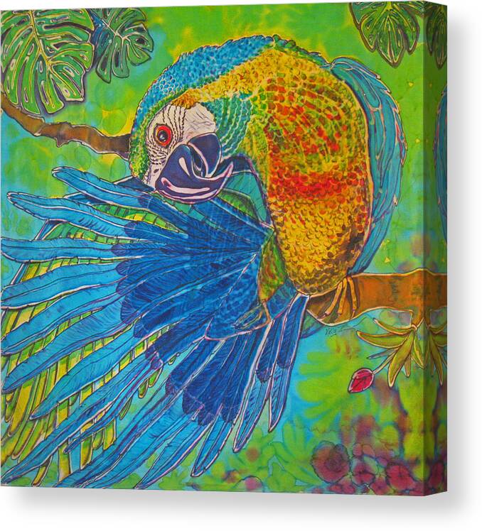 Macaw Canvas Print featuring the painting Inquisitive by Kelly Smith