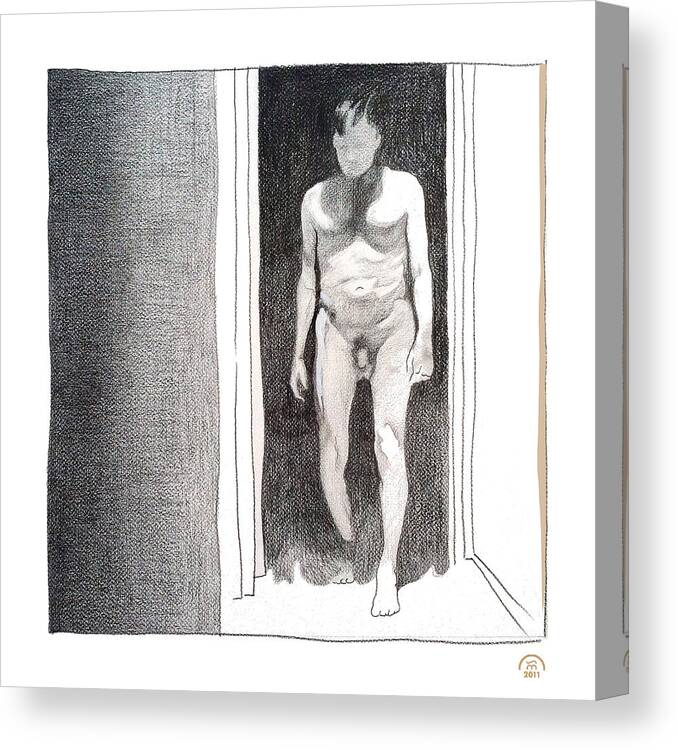 male Nude Canvas Print featuring the drawing Insomnia 4 by Stan Magnan
