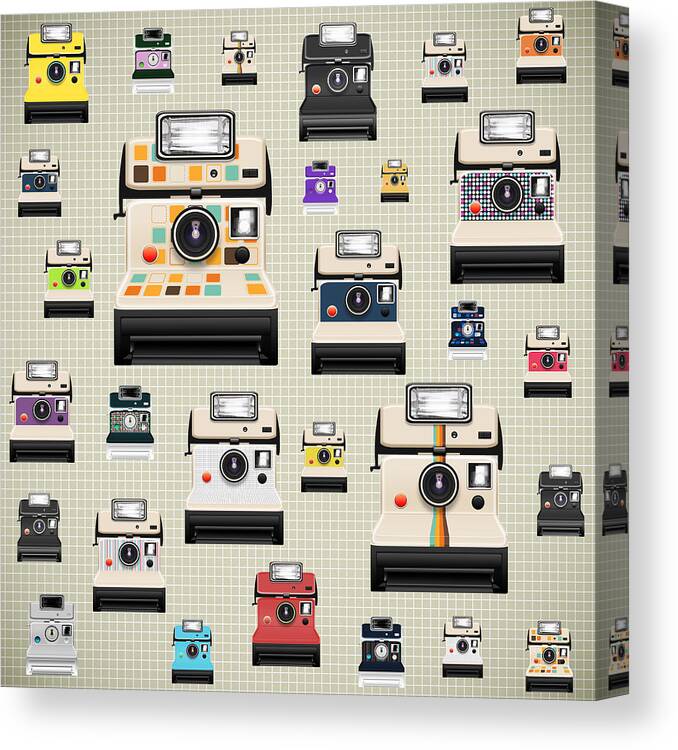 Analog Canvas Print featuring the photograph Instant Camera Pattern by Setsiri Silapasuwanchai