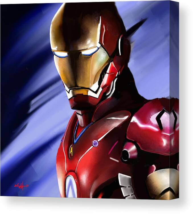 Ironman Canvas Print featuring the digital art Iron Man's Glance. by Douglas Day Jones