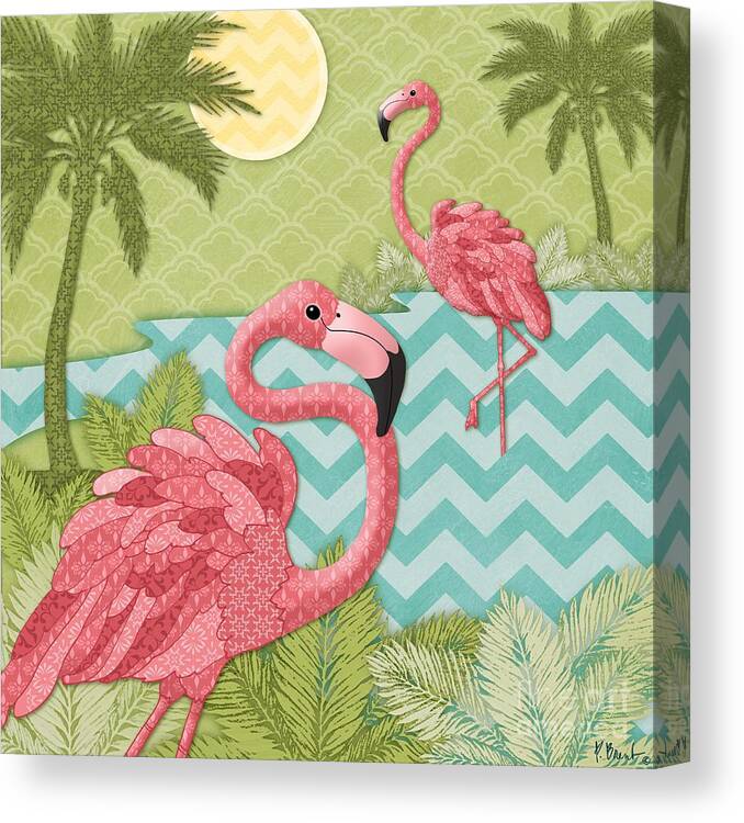 Flamingo Canvas Print featuring the painting Island Flaming I by Paul Brent