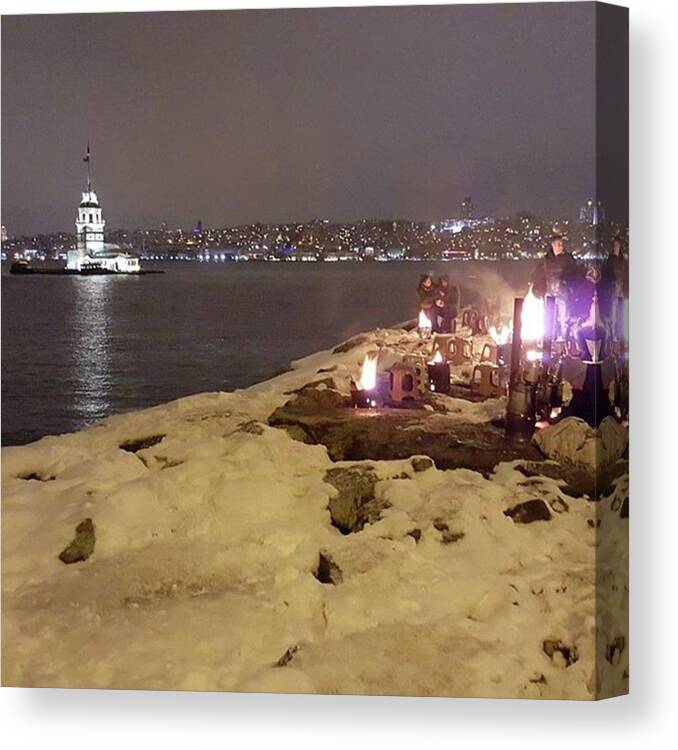 Kizkulesi Canvas Print featuring the photograph #istanbul #leanderstower #maidenstower by Yen Ong