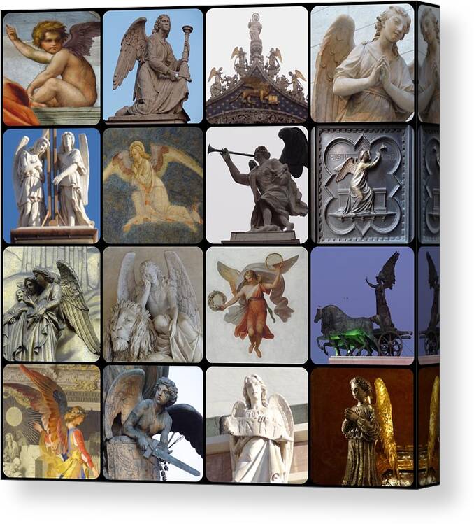 Italy Angels Wings Collage Canvas Print featuring the photograph Italian Angels by Tim Mattox