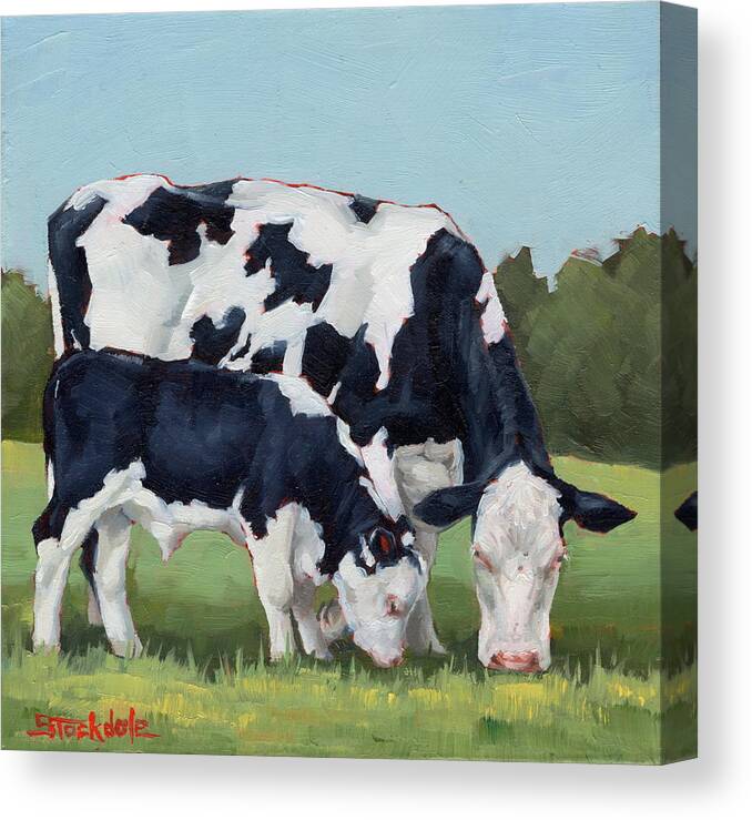 Miniatures Canvas Print featuring the painting Ivory And Calf Mini Painting by Margaret Stockdale