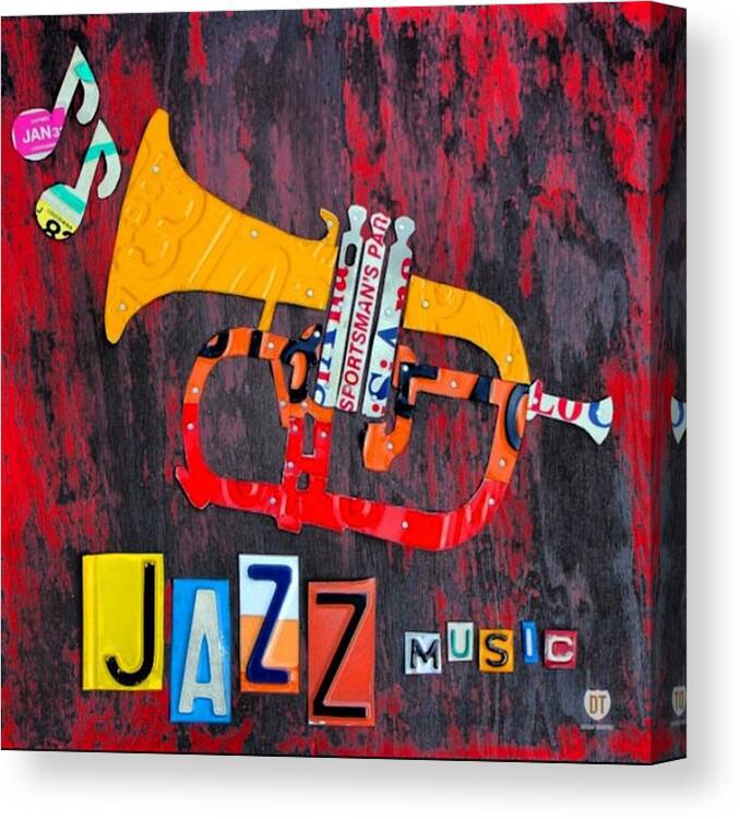 Licenseplate Canvas Print featuring the photograph #jazz #trumpet #original #louisiana by Design Turnpike
