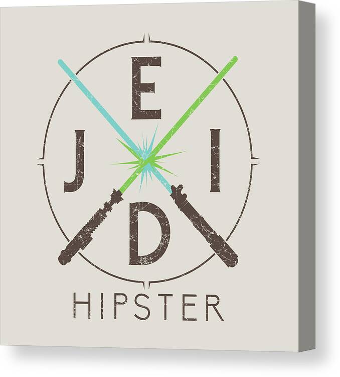 Star Wars Canvas Print featuring the digital art Jedi Hipster Logo by Jedi Hipster